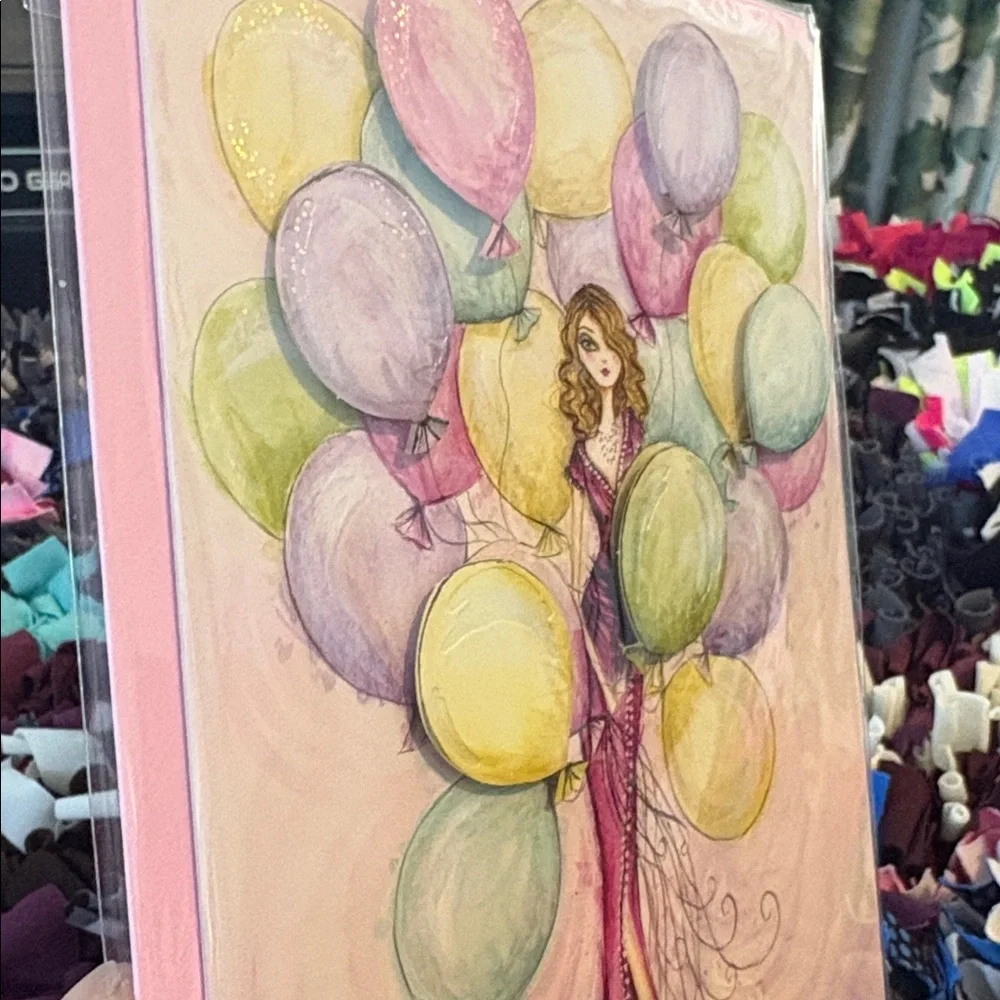 🆕Papyrus Fashion Girl With Balloons Birthday Greeting Card